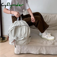 Cyflymder Women Backpack Casual Canvas Zipper Hiking Outdoor Sport School For Large Capacity Travel