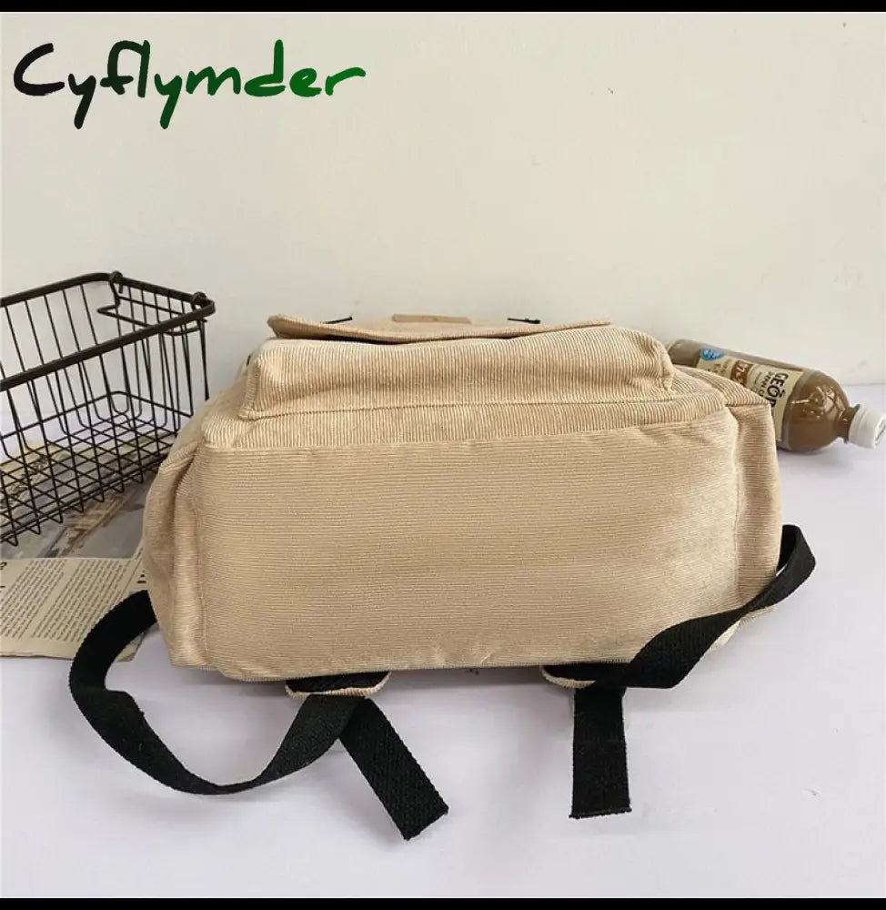 Cyflymder Women Backpack Fashion Corduroy Girls Korean School Bags Harajuku Student Large Capacity