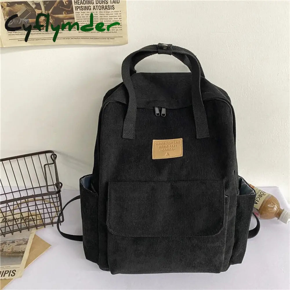 Cyflymder Women Backpack Fashion Corduroy Girls Korean School Bags Harajuku Student Large Capacity