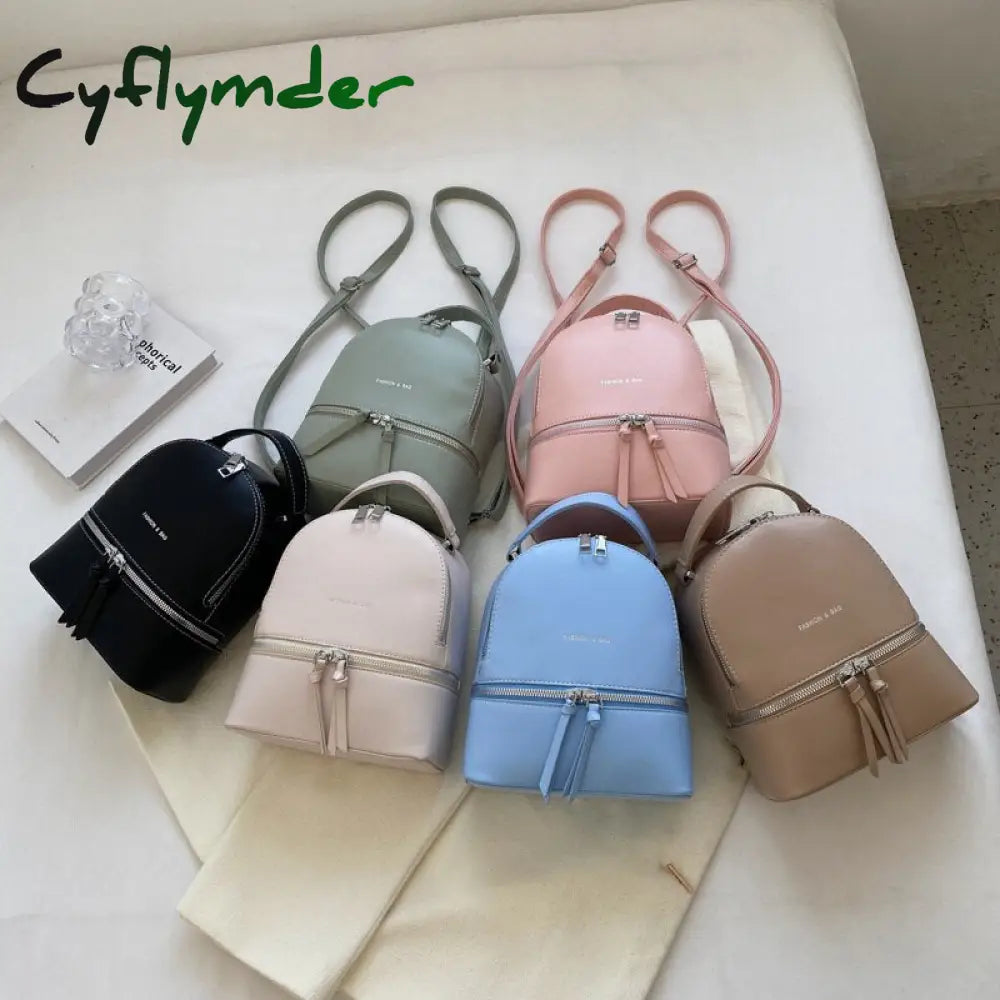 Cyflymder Women Backpack Luxury Designer Pu Leather Shoulder Bag For Teeange Girls Female Fashion