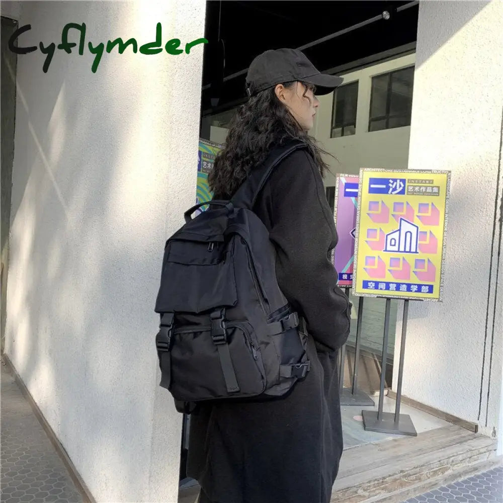 Cyflymder Women Backpack New Fashion All-Match Female School Bag Large Capacity Black Bagpack