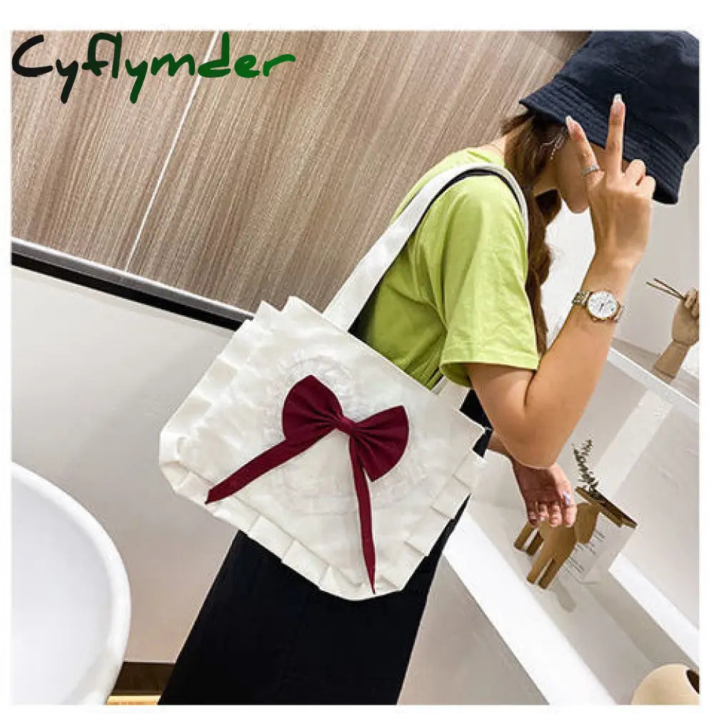 Cyflymder Women Bag Canvas Jk Appliques Heart Zipper Korean Sweet Shoulder Bags Handbags For