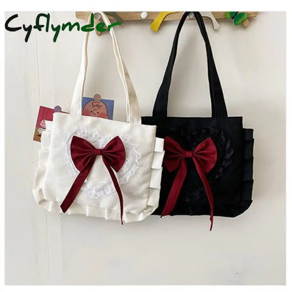 Cyflymder Women Bag Canvas Jk Appliques Heart Zipper Korean Sweet Shoulder Bags Handbags For