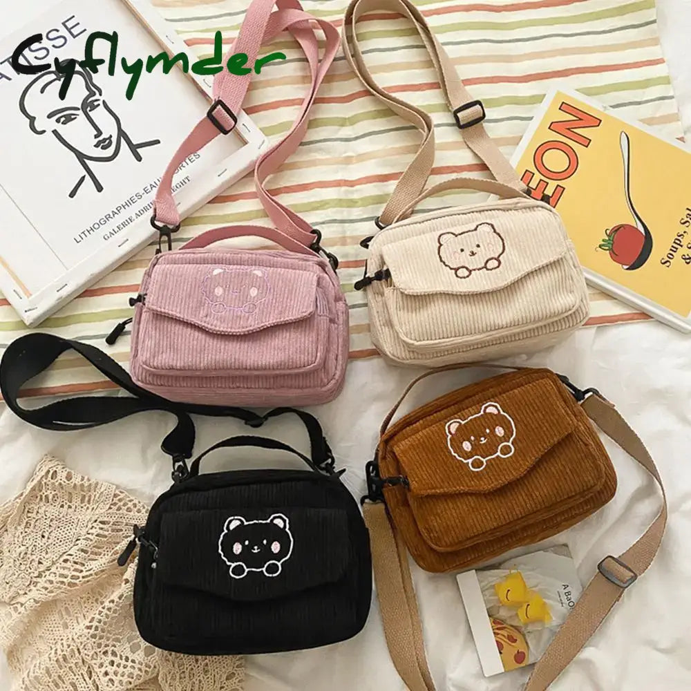 Cyflymder Women Bag Leisure Single Shoulder Messenger Small Square Corduroy Cross Body