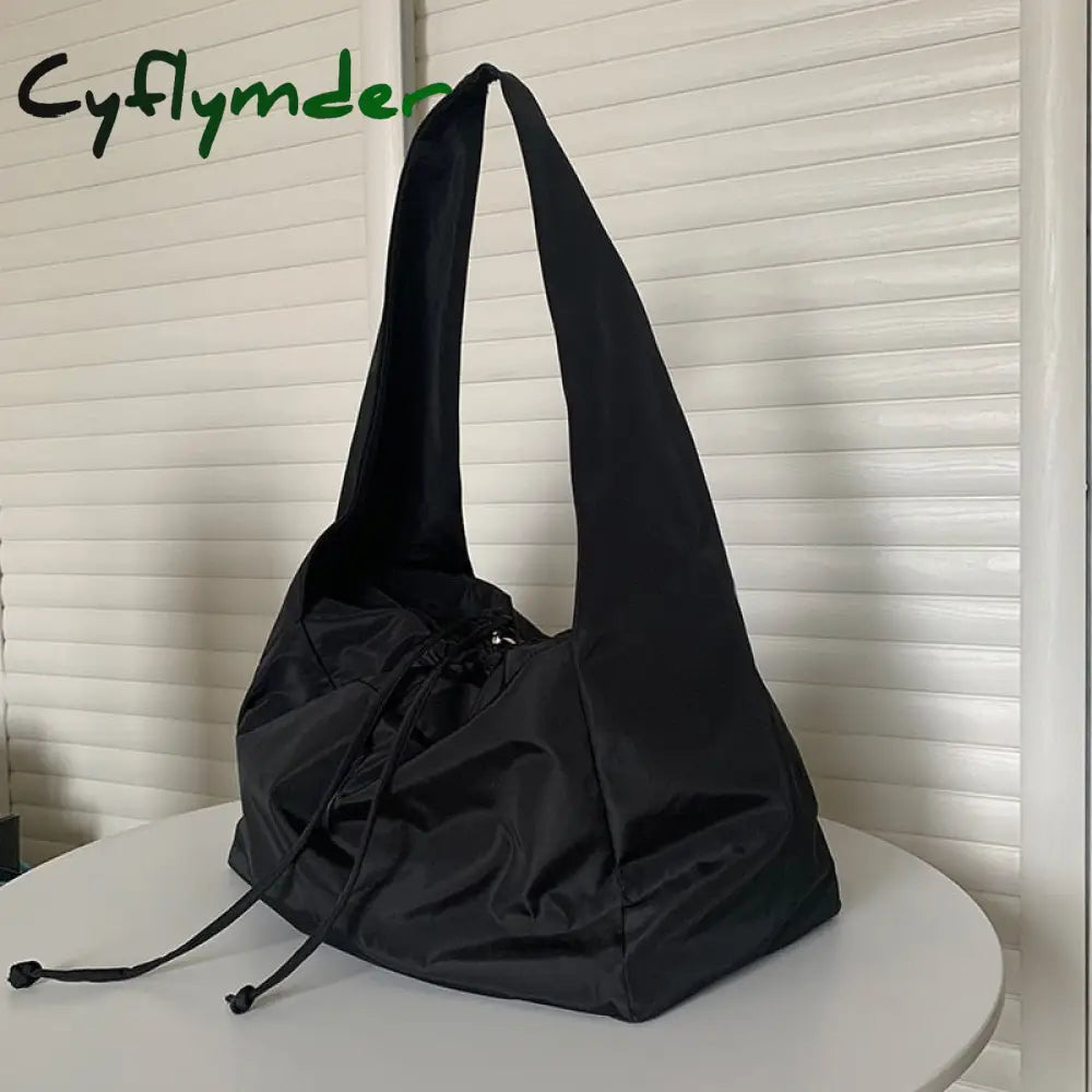 Cyflymder Women Bag New Nylon Bucket Fashion Solid Zipper Soft Shoulder Purses And Handbags Luxury
