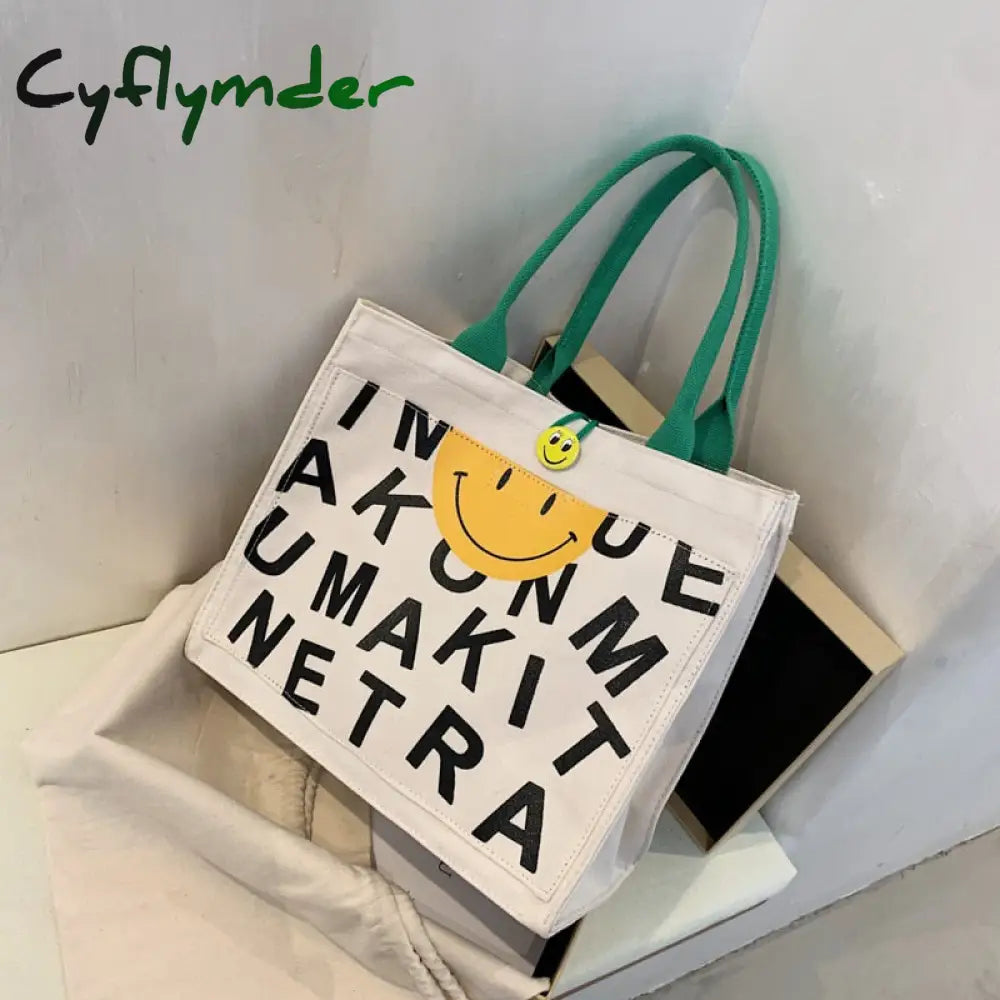 Cyflymder Women Bags Designer Handbags Simple Shoulder For Large Capacity Casual Tote Female Smiley