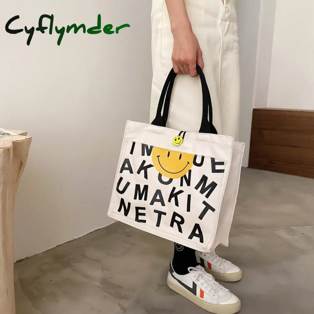 Cyflymder Women Bags Designer Handbags Simple Shoulder For Large Capacity Casual Tote Female Smiley