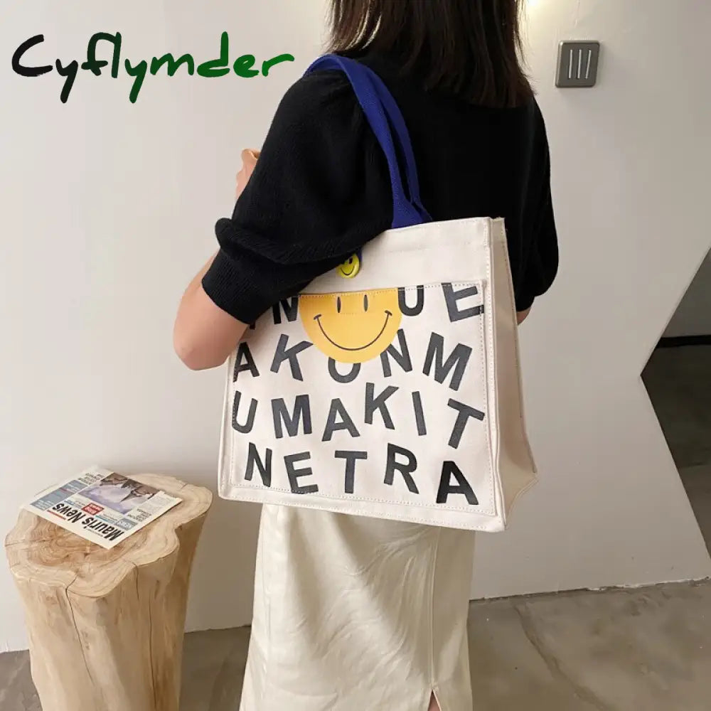 Cyflymder Women Bags Designer Handbags Simple Shoulder For Large Capacity Casual Tote Female Smiley