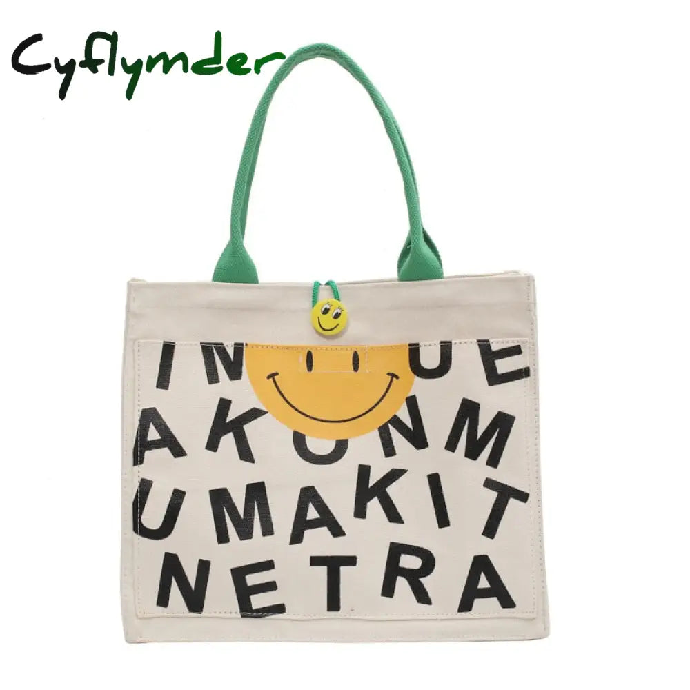 Cyflymder Women Bags Designer Handbags Simple Shoulder For Large Capacity Casual Tote Female Smiley