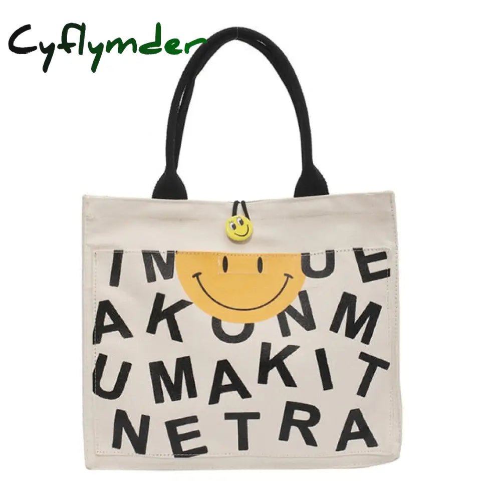 Cyflymder Women Bags Designer Handbags Simple Shoulder For Large Capacity Casual Tote Female Smiley