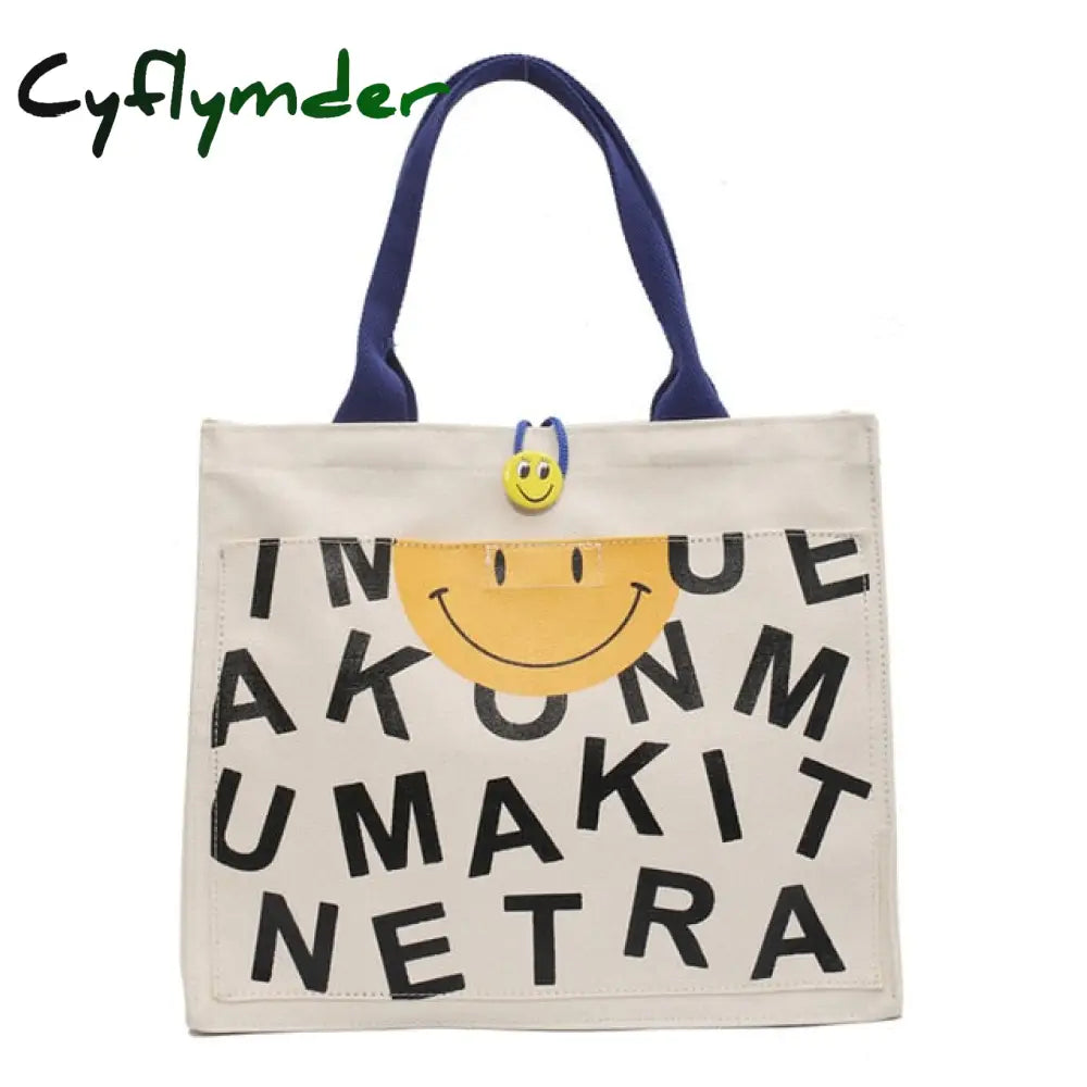 Cyflymder Women Bags Designer Handbags Simple Shoulder For Large Capacity Casual Tote Female Smiley