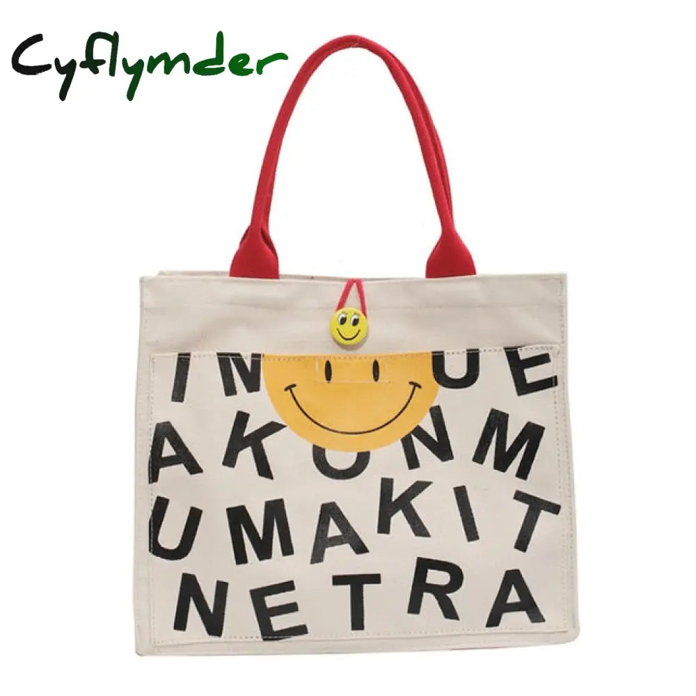 Cyflymder Women Bags Designer Handbags Simple Shoulder For Large Capacity Casual Tote Female Smiley