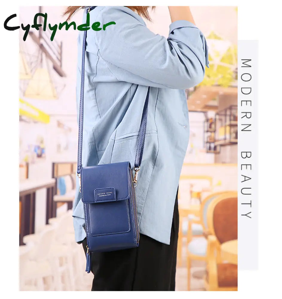 Cyflymder Women Bags Soft Leather Wallets Touch Screen Cell Phone Purse Crossbody Shoulder Strap