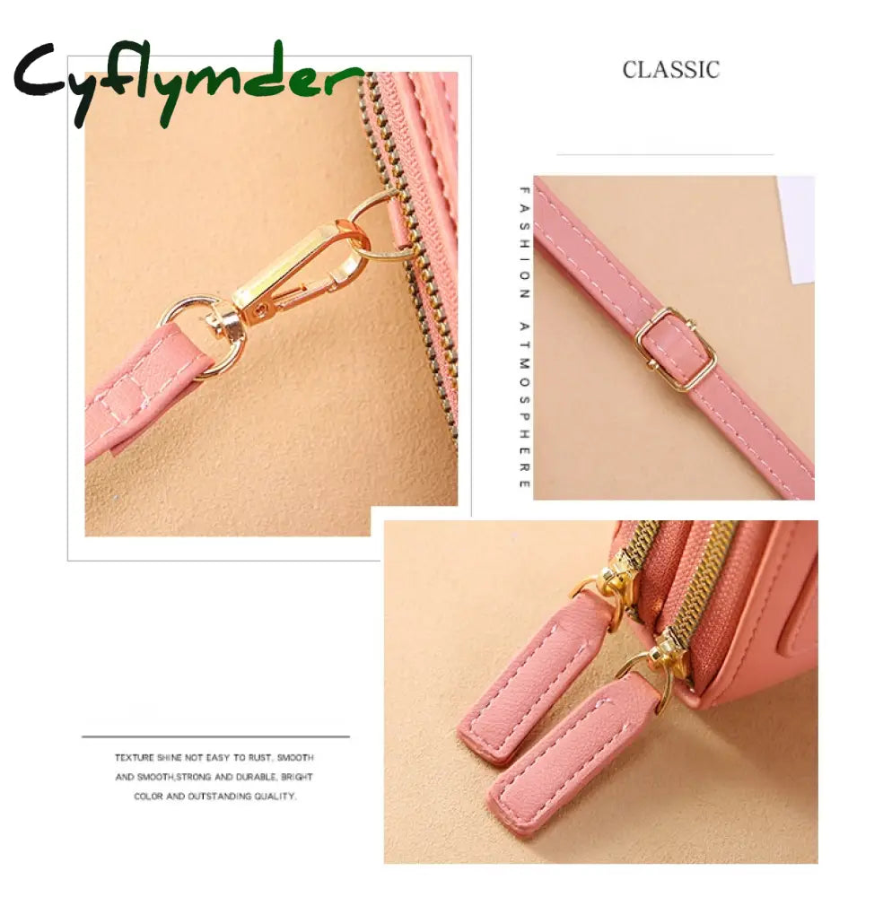 Cyflymder Women Bags Soft Leather Wallets Touch Screen Cell Phone Purse Crossbody Shoulder Strap