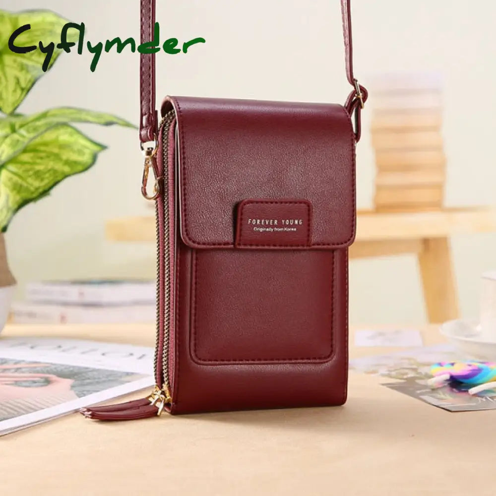 Cyflymder Women Bags Soft Leather Wallets Touch Screen Cell Phone Purse Crossbody Shoulder Strap