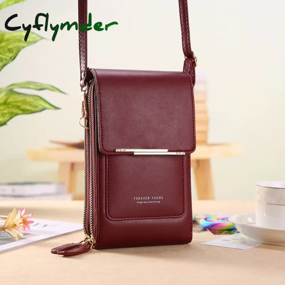 Cyflymder Women Bags Soft Leather Wallets Touch Screen Cell Phone Purse Crossbody Shoulder Strap