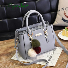 Cyflymder Women Beading Pendant Handbag Ladies Embossed Shoulder Bag Messenger Hairball Bags High