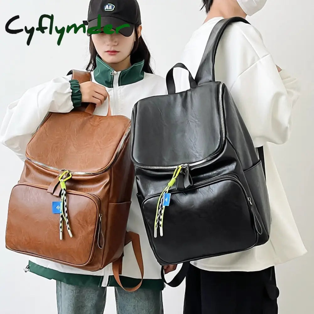 Cyflymder Women Big Backpack Soft Pu Leather Female Large Capacity Backpacks Fashion School Bag For