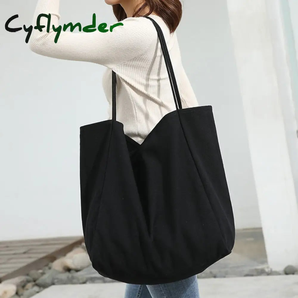 Cyflymder Women Big Canvas Shopping Bag Reusable Soild Extra Large Tote Grocery Eco Environmental