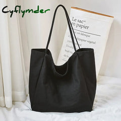 Cyflymder Women Big Canvas Shopping Bag Reusable Soild Extra Large Tote Grocery Eco Environmental