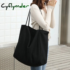 Cyflymder Women Big Canvas Shopping Bag Reusable Soild Extra Large Tote Grocery Eco Environmental