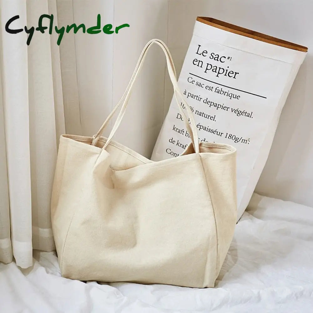 Cyflymder Women Big Canvas Shopping Bag Reusable Soild Extra Large Tote Grocery Eco Environmental