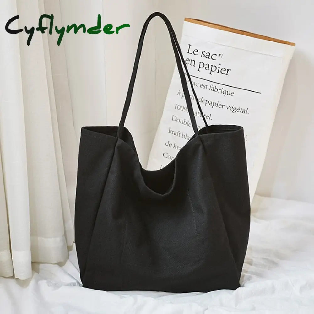 Cyflymder Women Big Canvas Shopping Bag Reusable Soild Extra Large Tote Grocery Eco Environmental