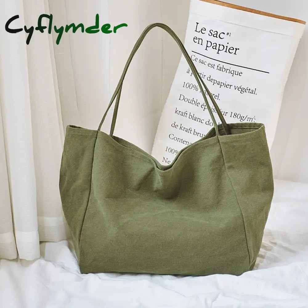 Cyflymder Women Big Canvas Shopping Bag Reusable Soild Extra Large Tote Grocery Eco Environmental
