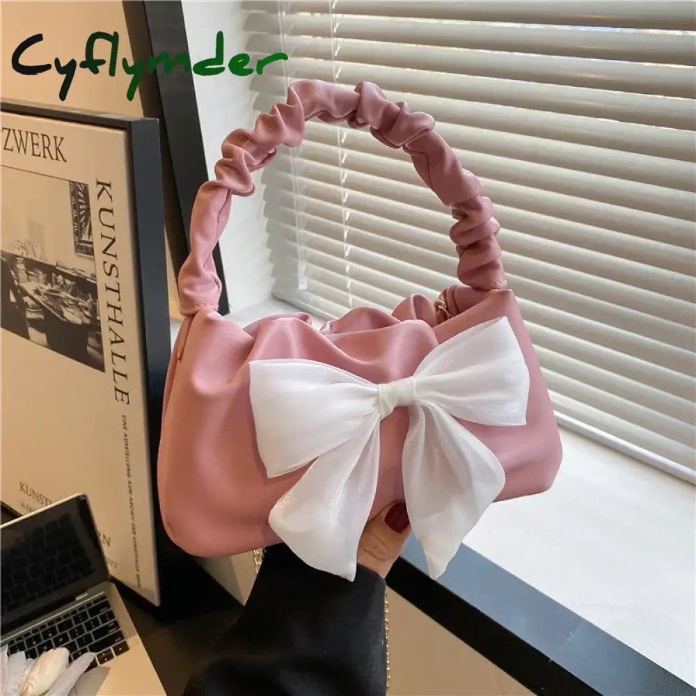 Cyflymder Women Bowknot Handbags Fashion Chain Shoulder Bags Messenger Pu Leather