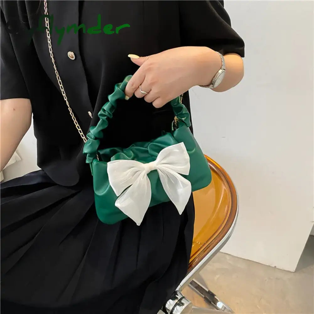 Cyflymder Women Bowknot Handbags Fashion Chain Shoulder Bags Messenger Pu Leather