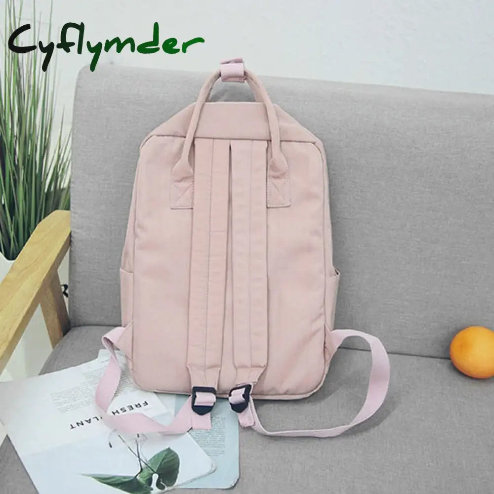 Cyflymder Women Canvas Backpacks Candy Color Waterproof School Bags For Teenagers Girls Big Cute