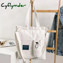 Cyflymder Women Canvas Bag New Design Zipper Shoulder Female Reusable Large Capacity Shopper Tote