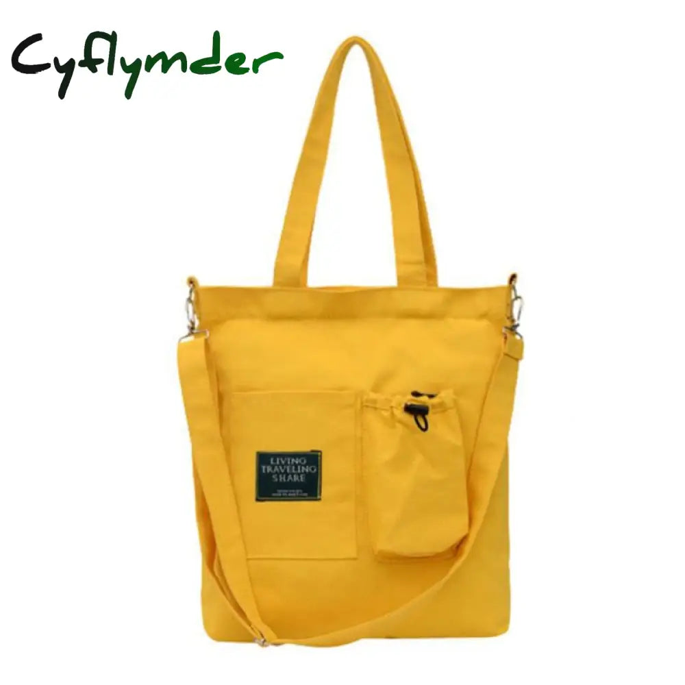 Cyflymder Women Canvas Bag New Design Zipper Shoulder Female Reusable Large Capacity Shopper Tote