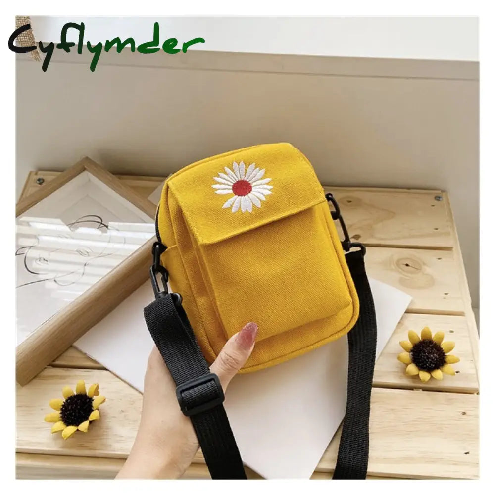 Cyflymder Women Canvas Crossbody Bag For Women Mini Small Square Bags Cute Student New Korean