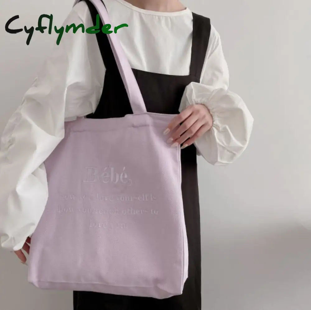 Cyflymder Women Canvas Shoulder Bag Four Colors Available Ladies Casual Handbag Tote Large Capacity