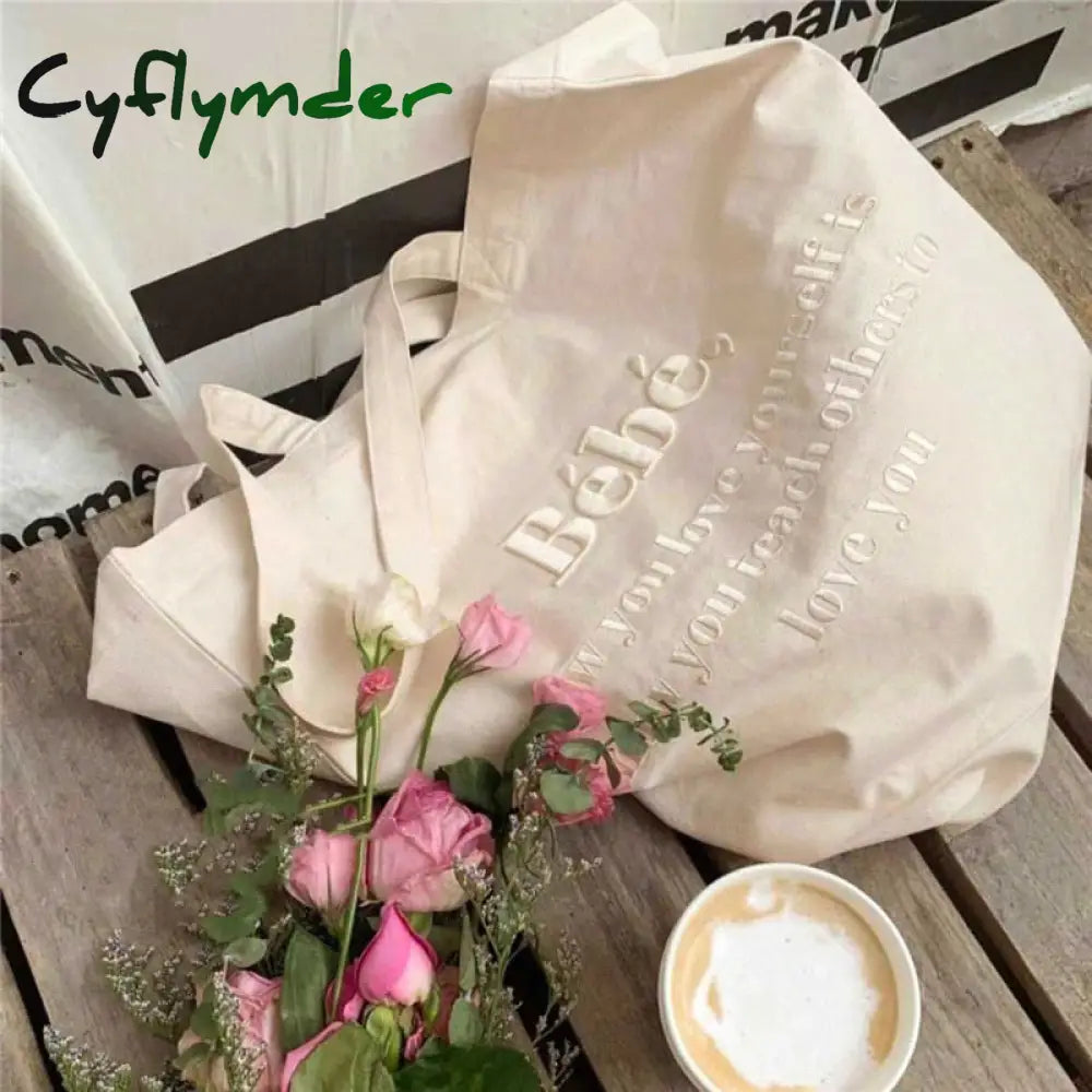 Cyflymder Women Canvas Shoulder Bag Four Colors Available Ladies Casual Handbag Tote Large Capacity