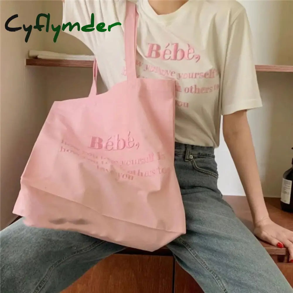 Cyflymder Women Canvas Shoulder Bag Four Colors Available Ladies Casual Handbag Tote Large Capacity