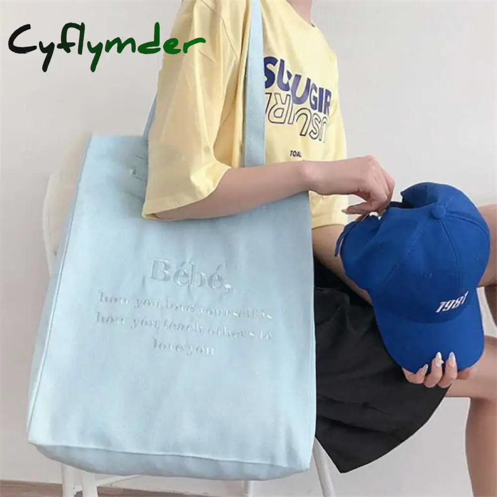 Cyflymder Women Canvas Shoulder Bag Four Colors Available Ladies Casual Handbag Tote Large Capacity