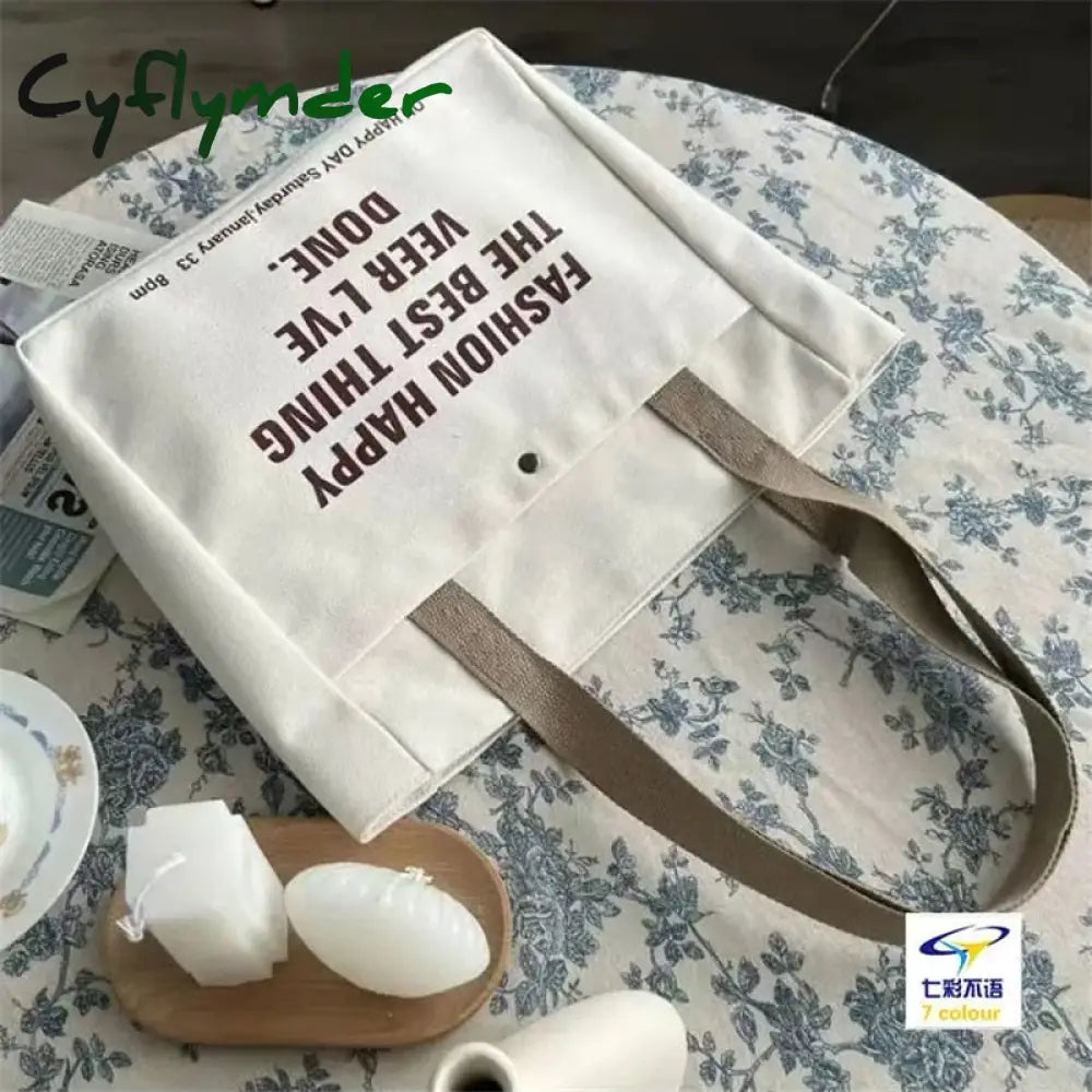 Cyflymder Women Canvas Shoulder Bag Gothic Tote High Quality Ladies Casual Handbag Large Capacity