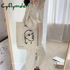 Cyflymder Women Canvas Shoulder Bag Henrimatisse Printing Ladies Casual Handbag Tote Large Capacity