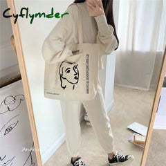 Cyflymder Women Canvas Shoulder Bag Henrimatisse Printing Ladies Casual Handbag Tote Large Capacity