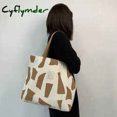 Cyflymder Women Canvas Shoulder Bag Ladies Casual Handbag Tote High Quality Large Capacity Cotton