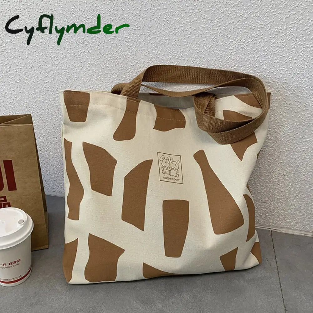 Cyflymder Women Canvas Shoulder Bag Ladies Casual Handbag Tote High Quality Large Capacity Cotton