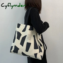 Cyflymder Women Canvas Shoulder Bag Ladies Casual Handbag Tote High Quality Large Capacity Cotton