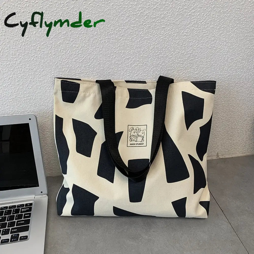 Cyflymder Women Canvas Shoulder Bag Ladies Casual Handbag Tote High Quality Large Capacity Cotton