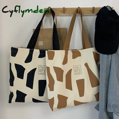 Cyflymder Women Canvas Shoulder Bag Ladies Casual Handbag Tote High Quality Large Capacity Cotton