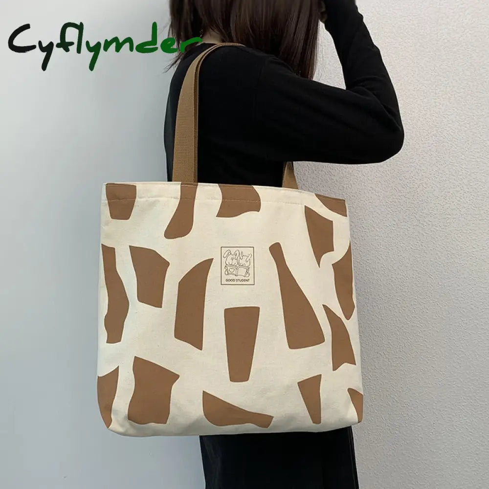 Cyflymder Women Canvas Shoulder Bag Ladies Casual Handbag Tote High Quality Large Capacity Cotton