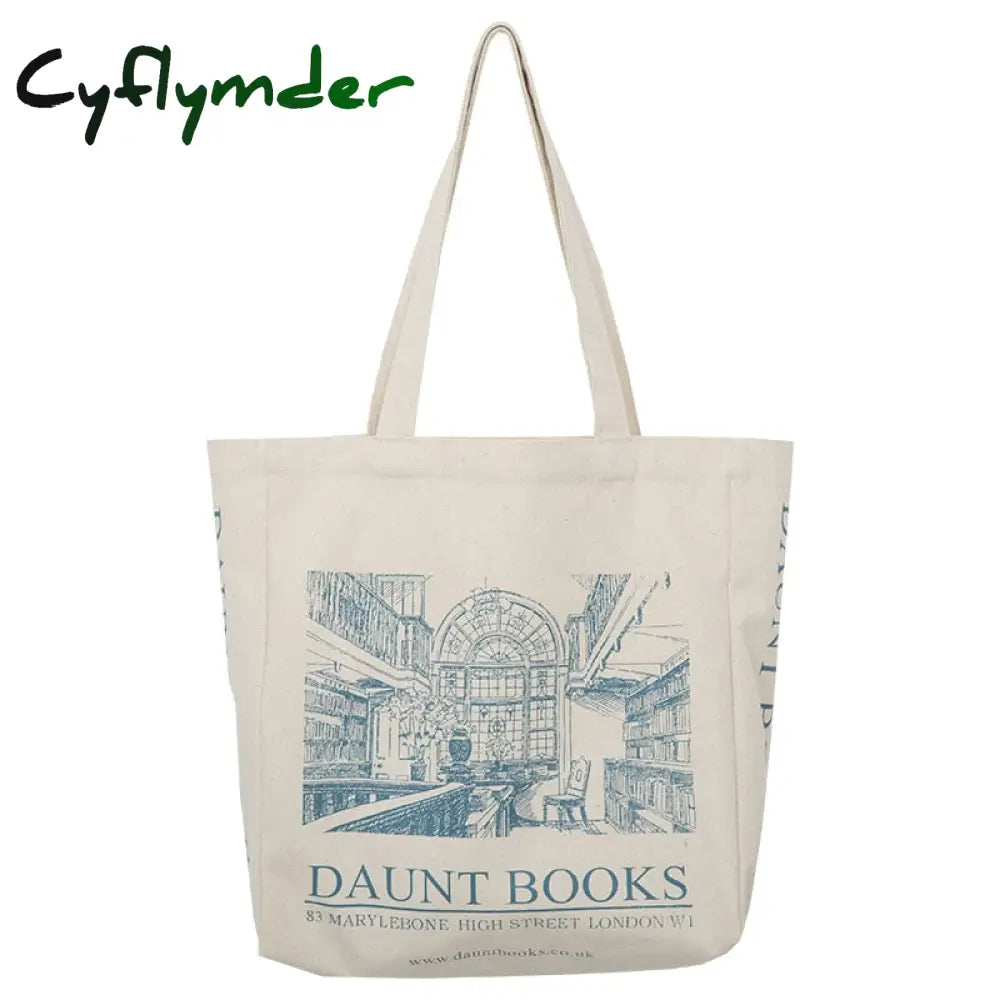 Cyflymder Women Canvas Shoulder Bag London Daunt Books Daily Shopping Bags Students Book Cotton