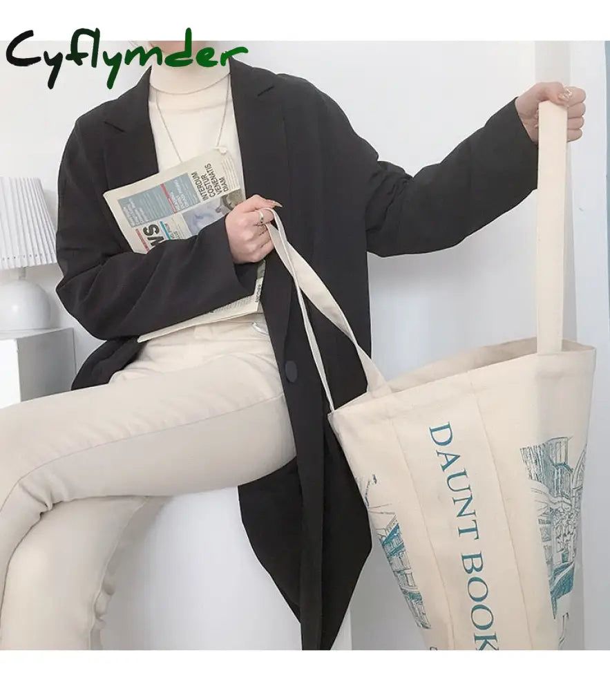 Cyflymder Women Canvas Shoulder Bag London Daunt Books Daily Shopping Bags Students Book Cotton