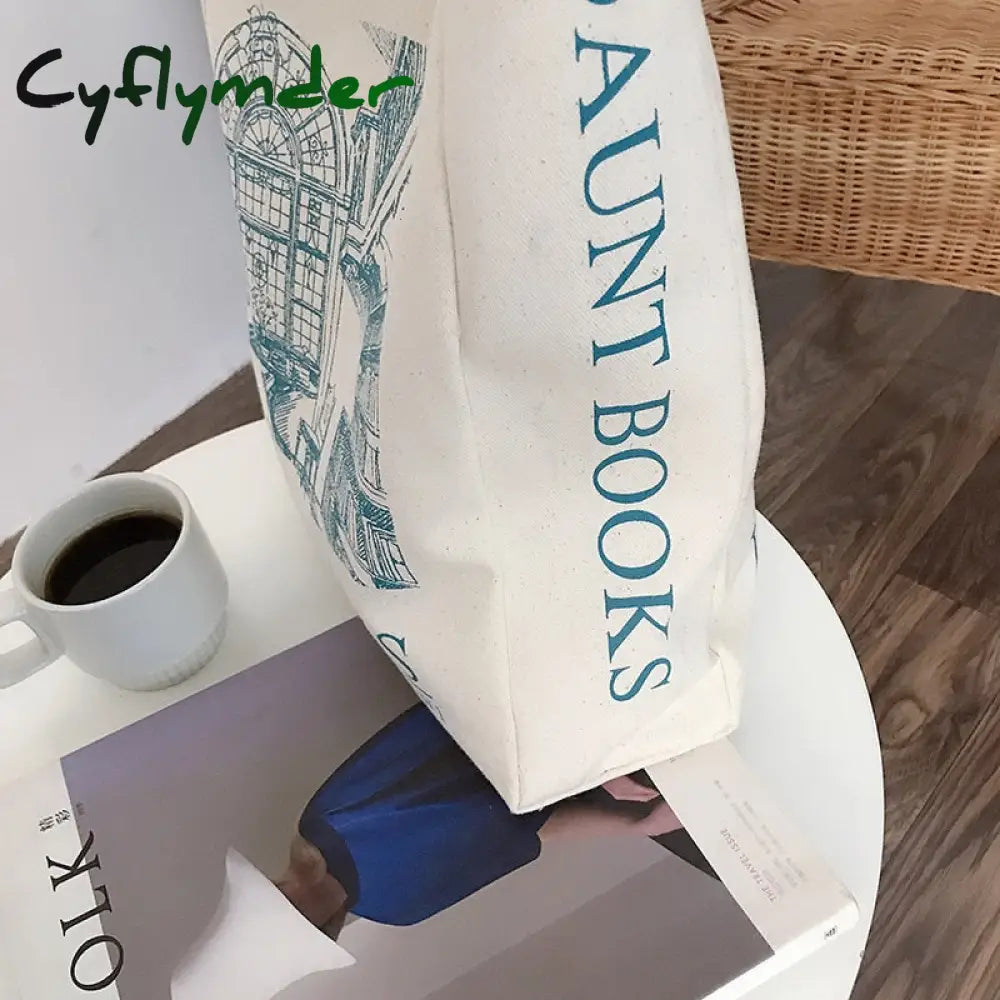 Cyflymder Women Canvas Shoulder Bag London Daunt Books Daily Shopping Bags Students Book Cotton